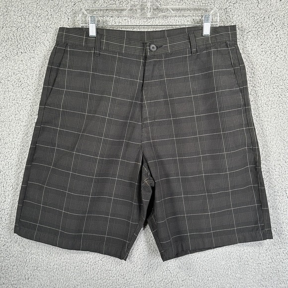 Burnside Men Casual Chino‎ Window Pane Flat Front Boardwalk Short Size 36 Black - Picture 1 of 7